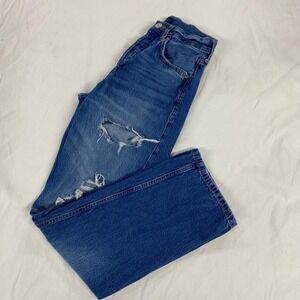 Aeropostale 90s Baggy Distressed High Rise Jeans Medium Wash Blue Womens Size 2R